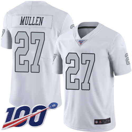 Men Oakland Raiders Limited White Trayvon Mullen Jersey NFL Football #27 100th Season Rush Vapor Jersey->nfl t-shirts->Sports Accessory